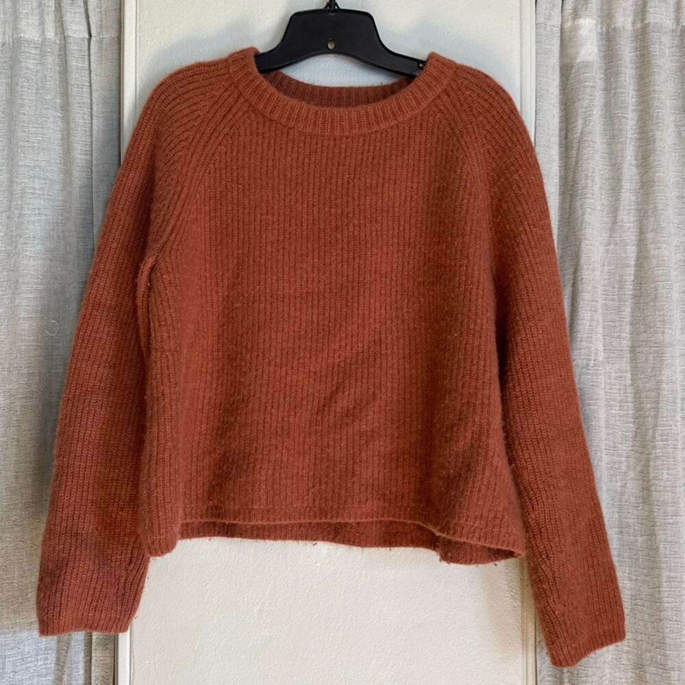 Quince 100% Cashmere Cropped Rust Orange Sweater | Fall Luxury